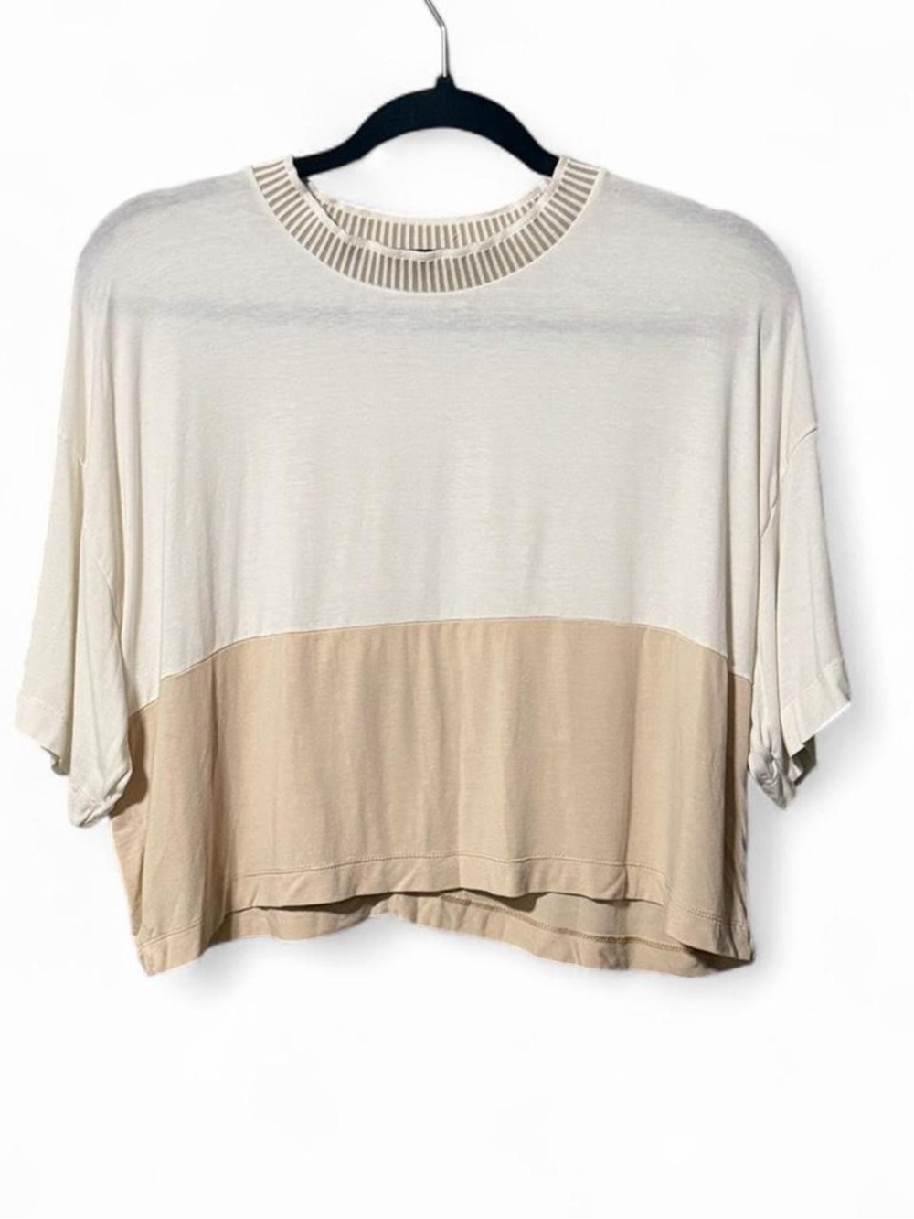 ZINZANE Two-Tone Cream and Beige Women's Boxy Top